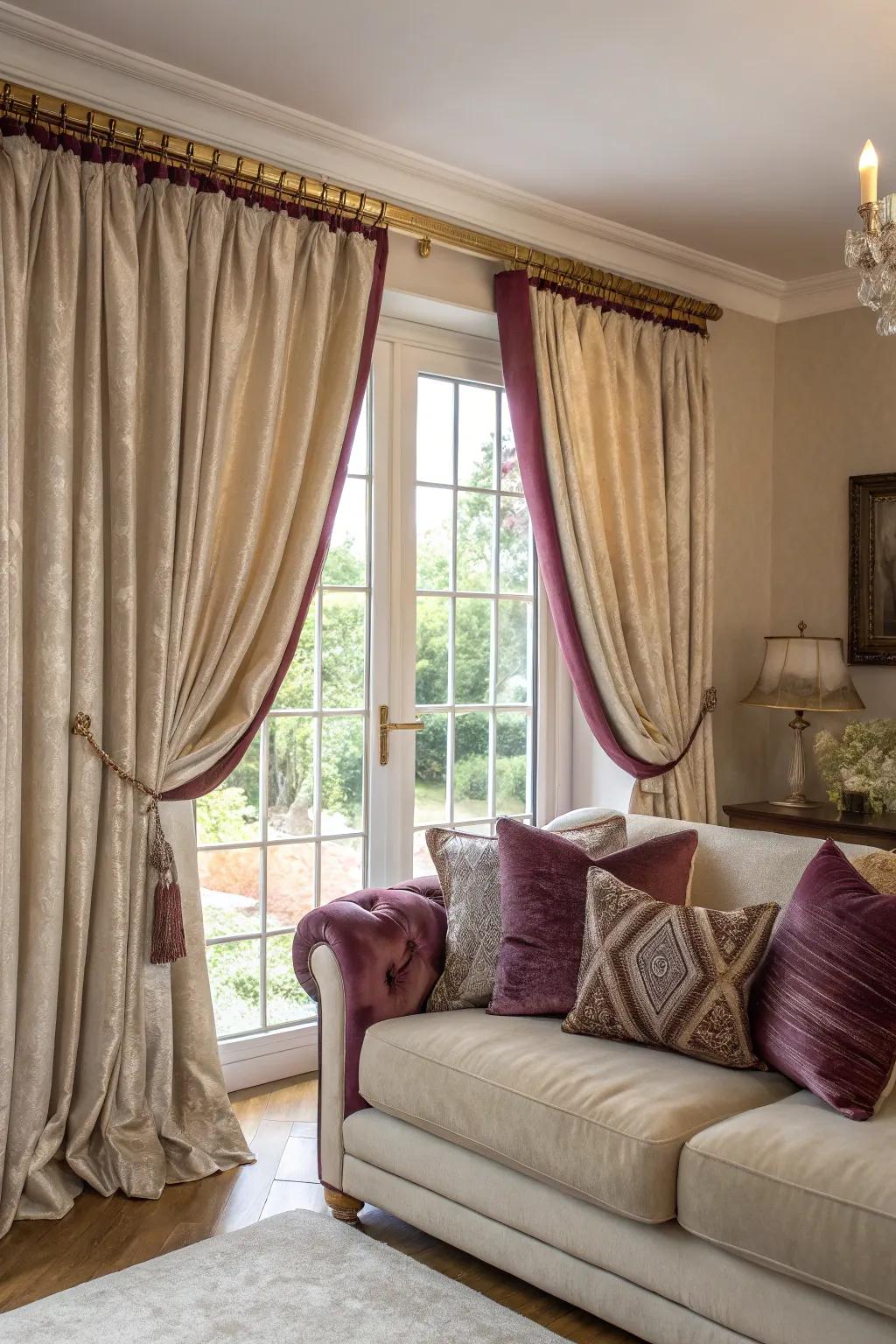 Luxurious textures contribute to the room's elegance.