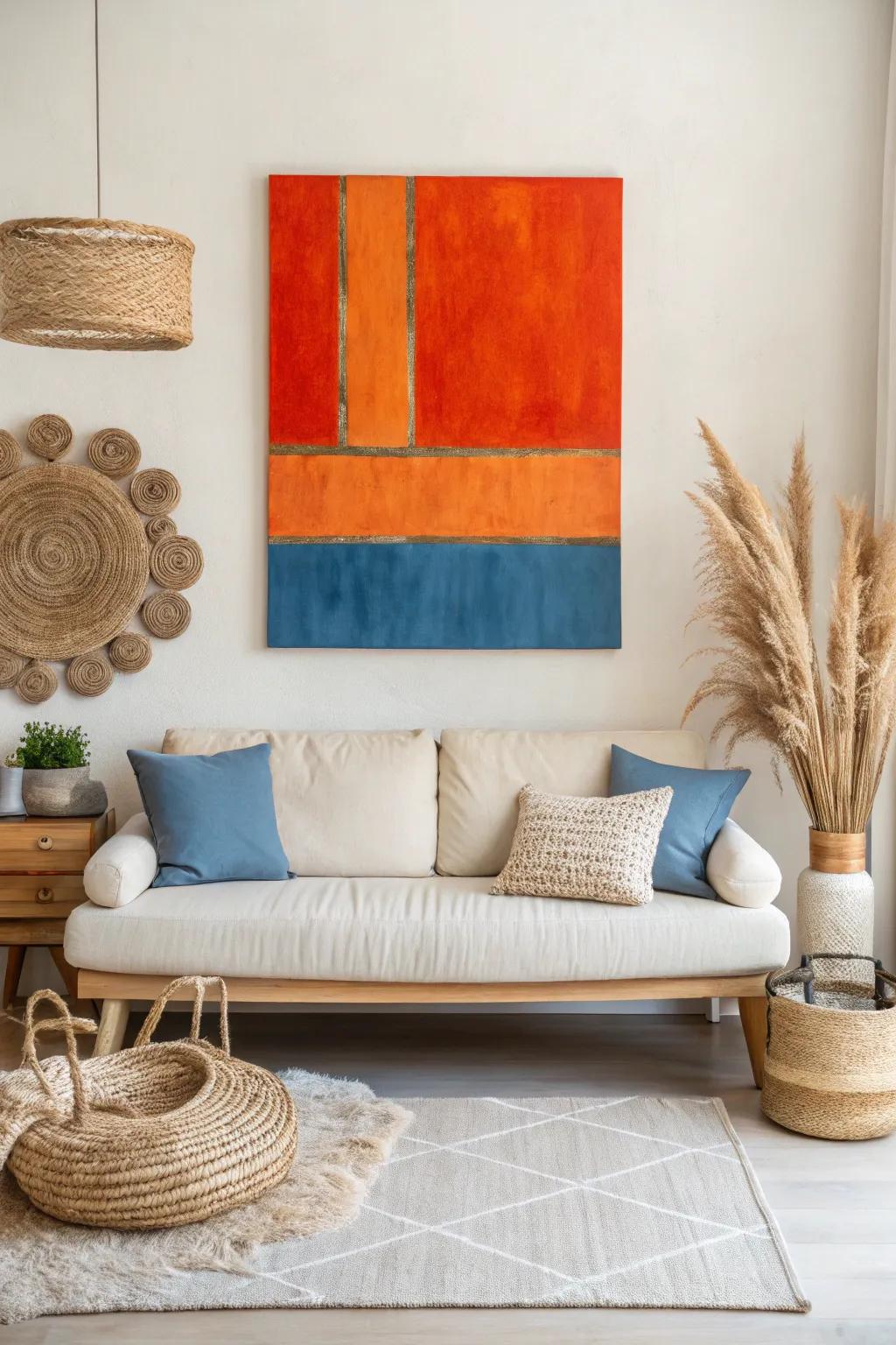 Elevate your living space with a bold color block canvas that brings life and conversation to your room.