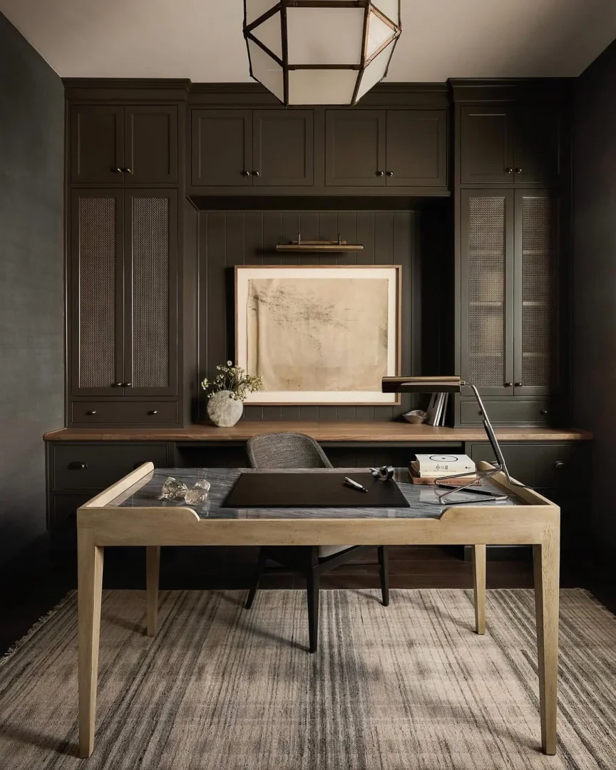 14. Contemporary Office in Charcoal and Taupe (Office Ideas for Men)