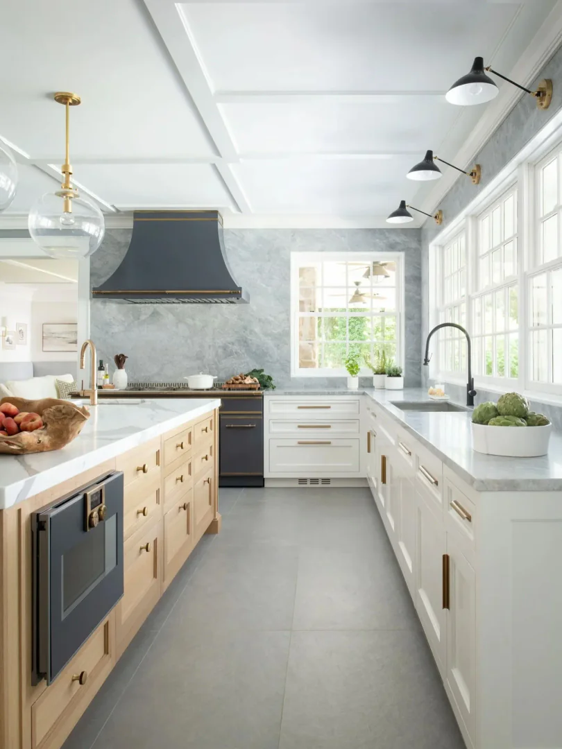 18. Two-Tone Sophistication in Blue and White (Countertop Ideas for Kitchen)