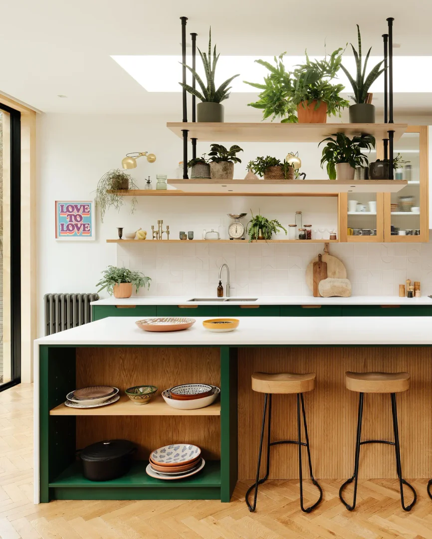 2. Green Accents & Organic Warmth (Contemporary Kitchen Ideas)