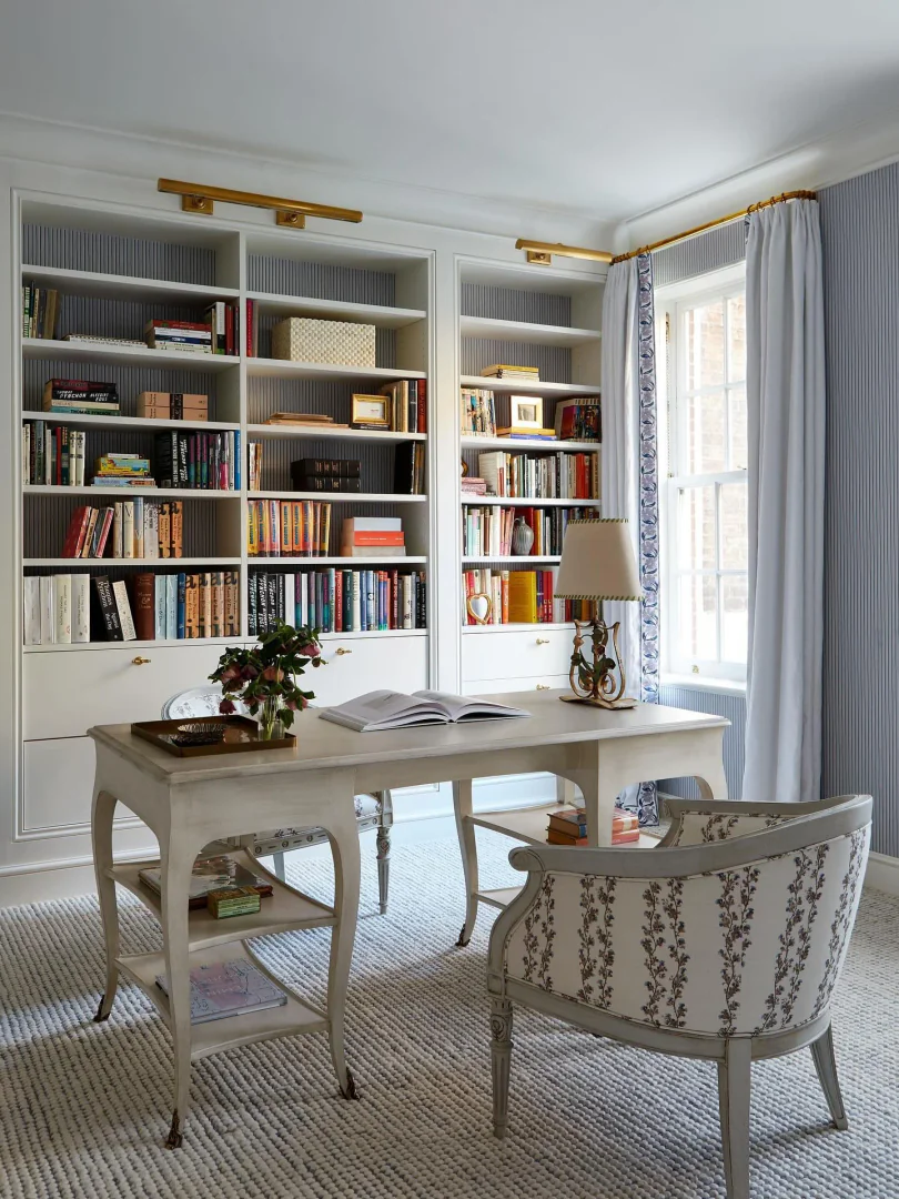 4. Elegant Traditional Library-Style Office (Office Ideas for Women)