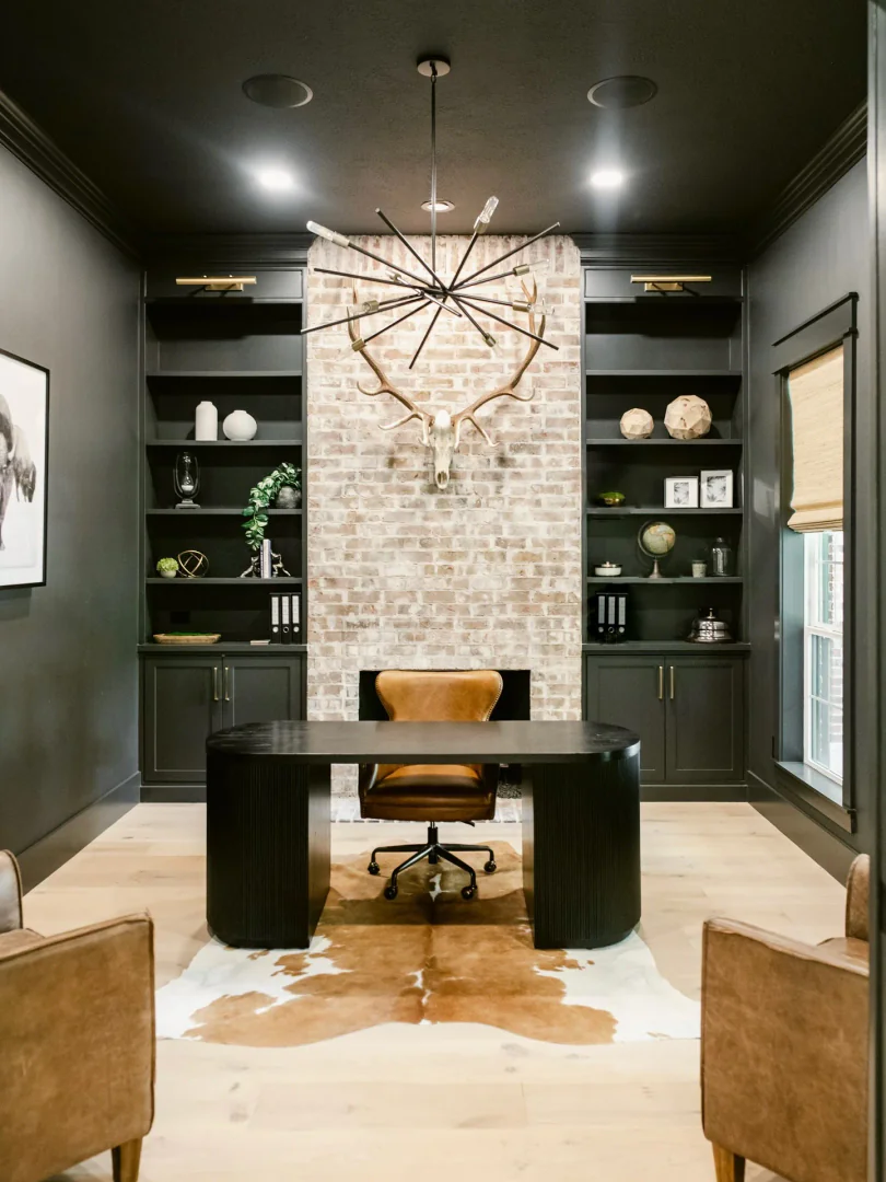 4. Industrial-Inspired Brick Office (Office Ideas for Men)