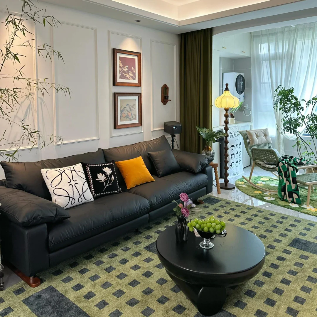 1. Modern Contrast with Bold Accents (Living Room Sofa Ideas)
