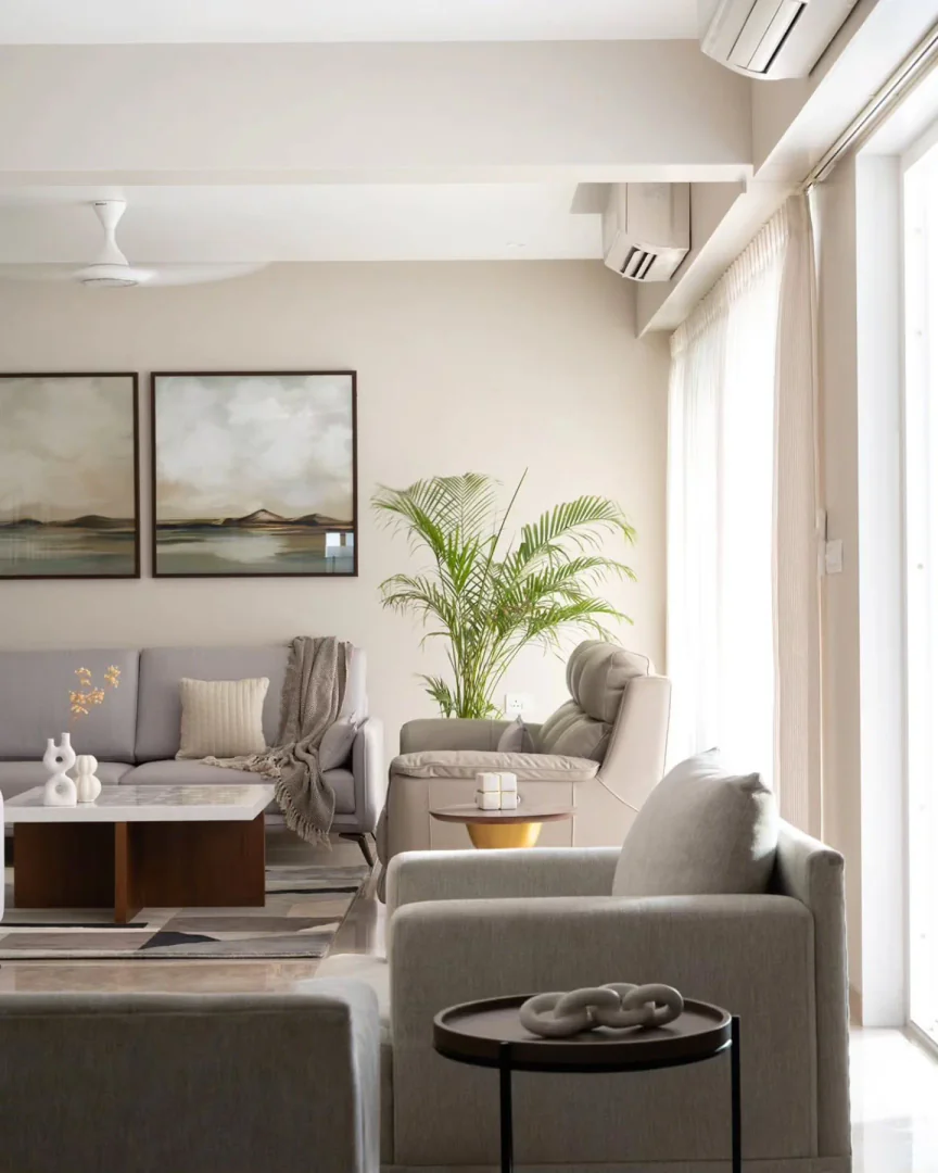 1. Modern Neutrals with Natural Accents (Condo Living Room Ideas)
