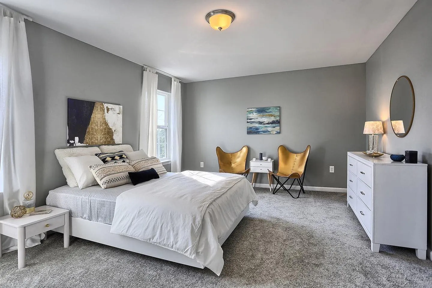 10. Polished Grayscale Layers (Grayscale Bedroom Ideas)