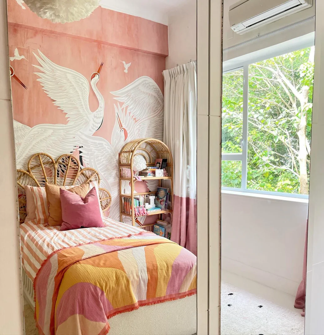 10. Sunset-Inspired Coral Bedroom with Whimsy (Coral Bedroom Ideas)