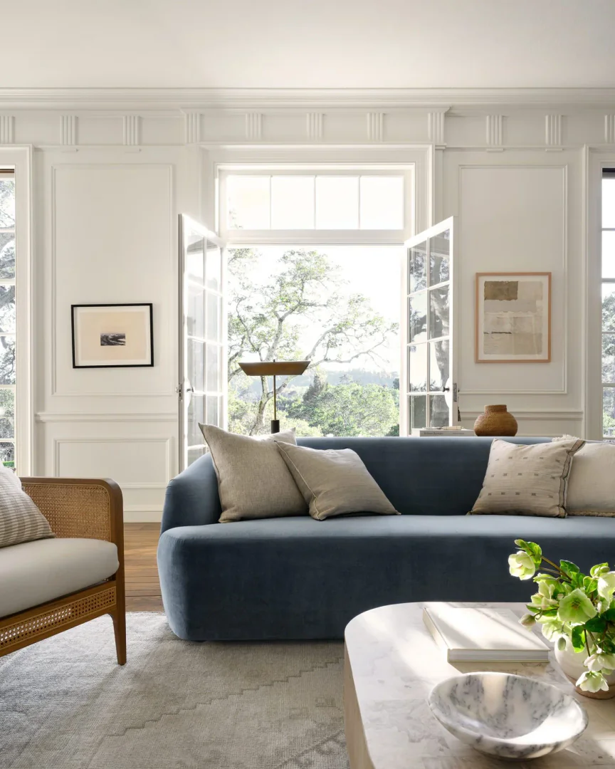 13. Light-Filled Space with a Blue Sofa (Living Room Sofa Ideas)