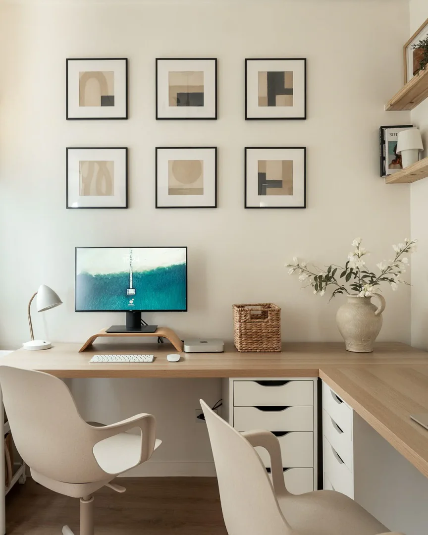 16. Scandinavian-Inspired Dual Desk Setup (Minimal Office Ideas)