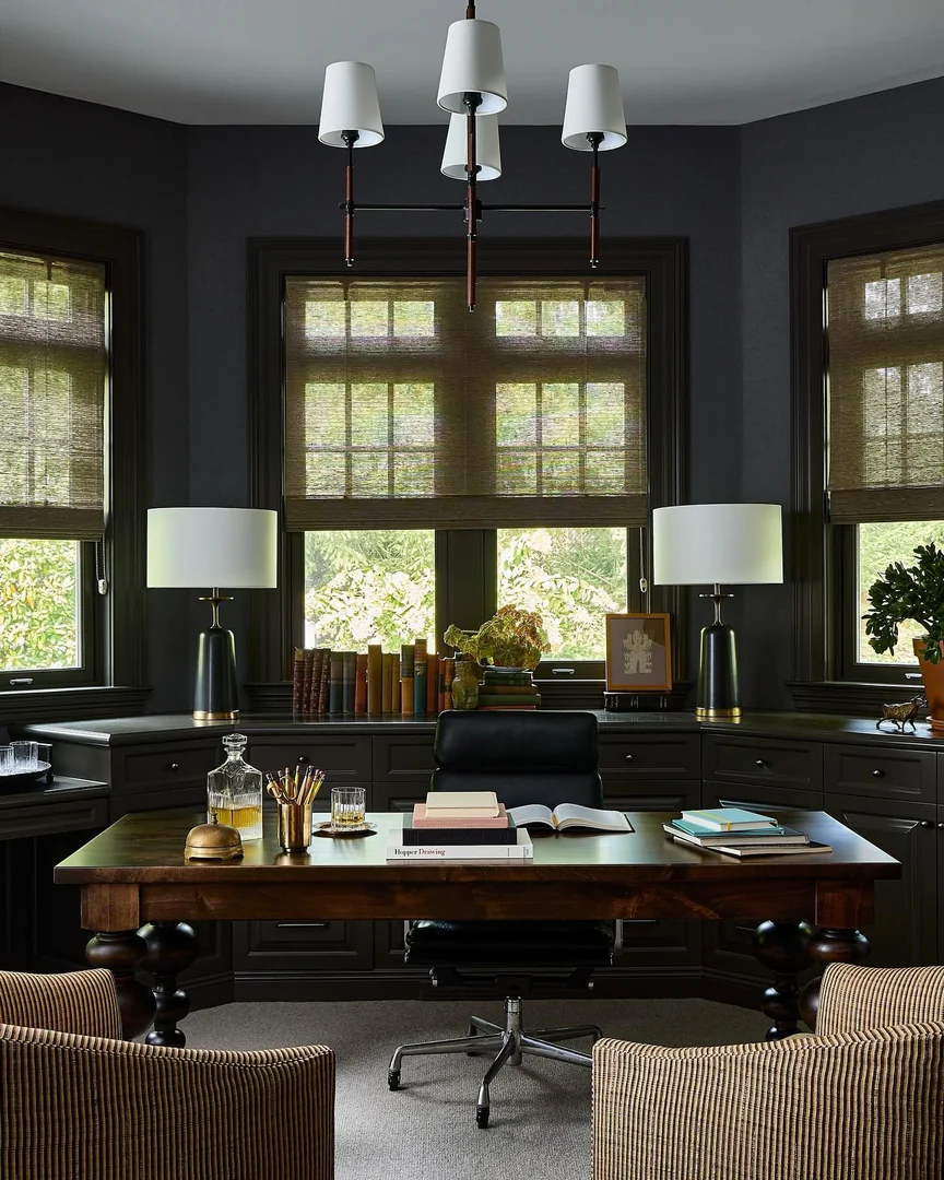 2. Classic Executive Study in Dark Tones (Corporate Office Ideas)