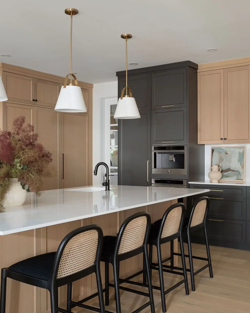 2. Walnut & Charcoal: Elevated Contemporary Warmth (Two Tone Kitchen Ideas)