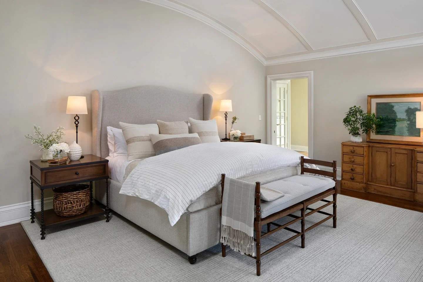 2. Warm Neutrals with Rustic Refinement (French Country Bedroom Ideas)