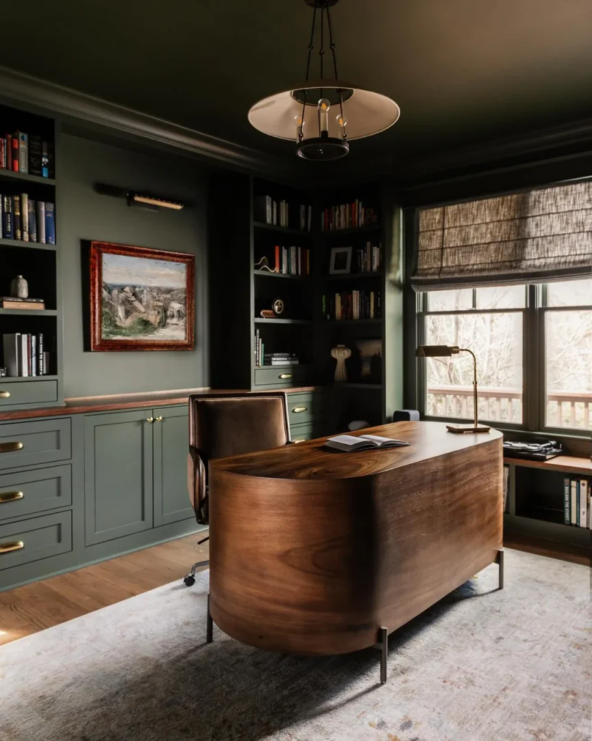 3. Forest Green Warmth (Paint Colors for Office Ideas)