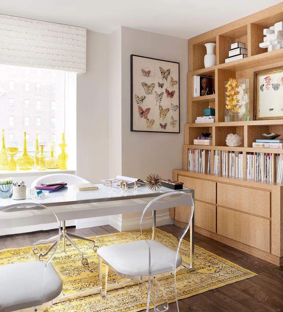 3. Soft Contemporary Office with Yellow Accents (Yellow Office Ideas)