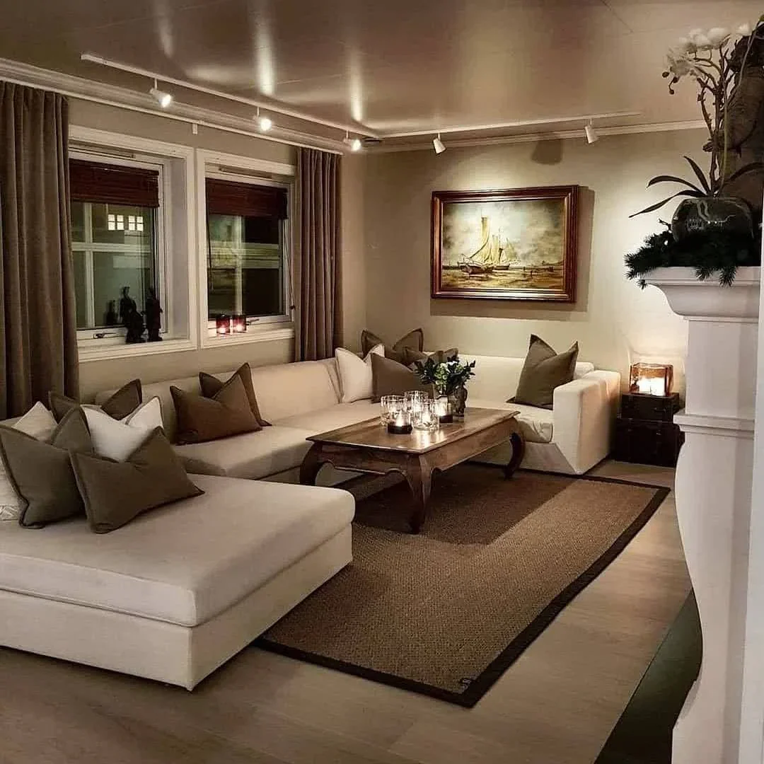4. Cozy Traditional Style with Candlelight Ambiance (Living Room Furniture Ideas)