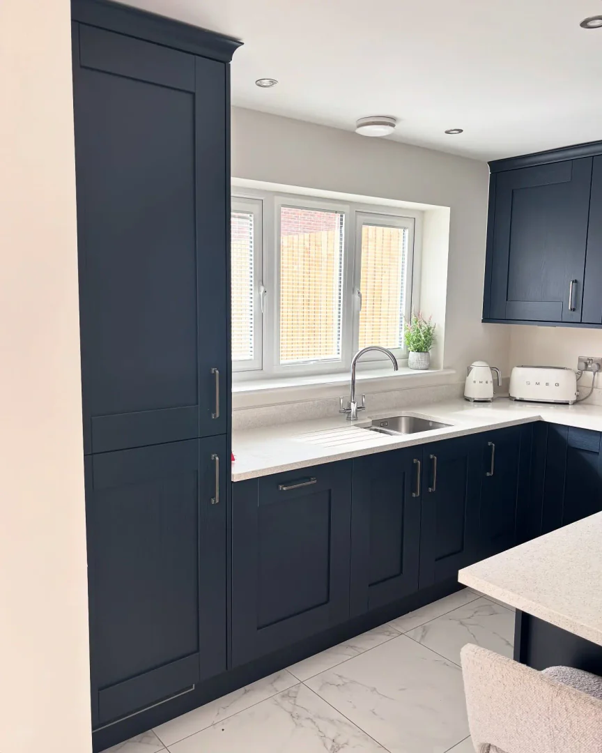 4. Deep Navy with Subtle Sheen (Kitchen Cabinet Paint Ideas)