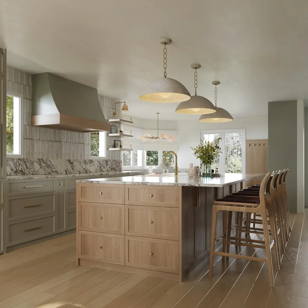 4. Modern Oak and Sage with Marble Accents (Barndo Kitchen Ideas)