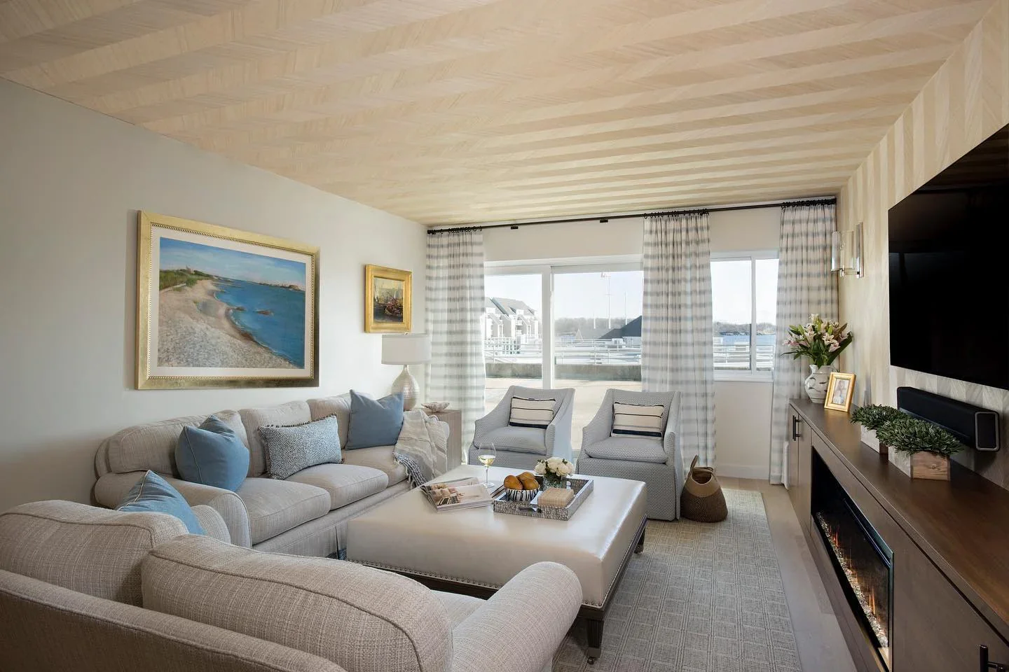 6. Coastal Comfort with Subtle Luxury (Open Concept Living Room Ideas)