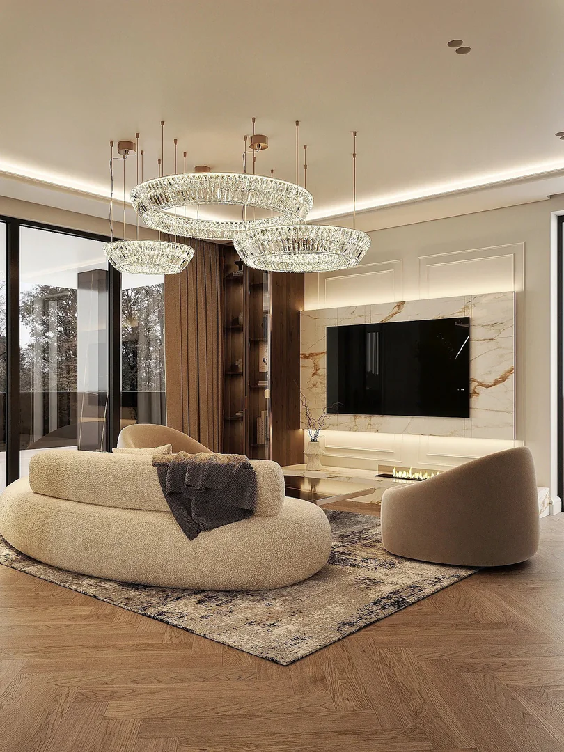 6. High-End Silhouette with Sculptural Impact (Dark Brown Living Room Ideas)