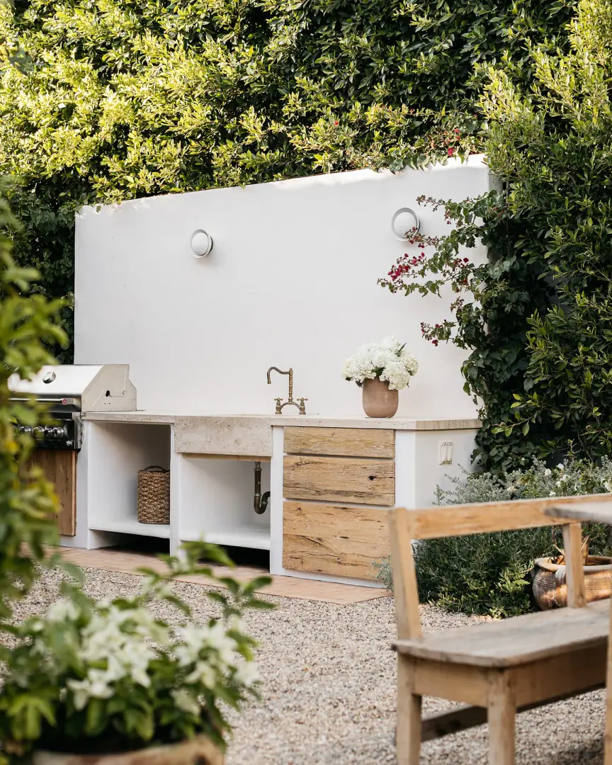 7. Earth-Toned Minimal Rustic Kitchen (Rustic Outdoor Kitchen Ideas)