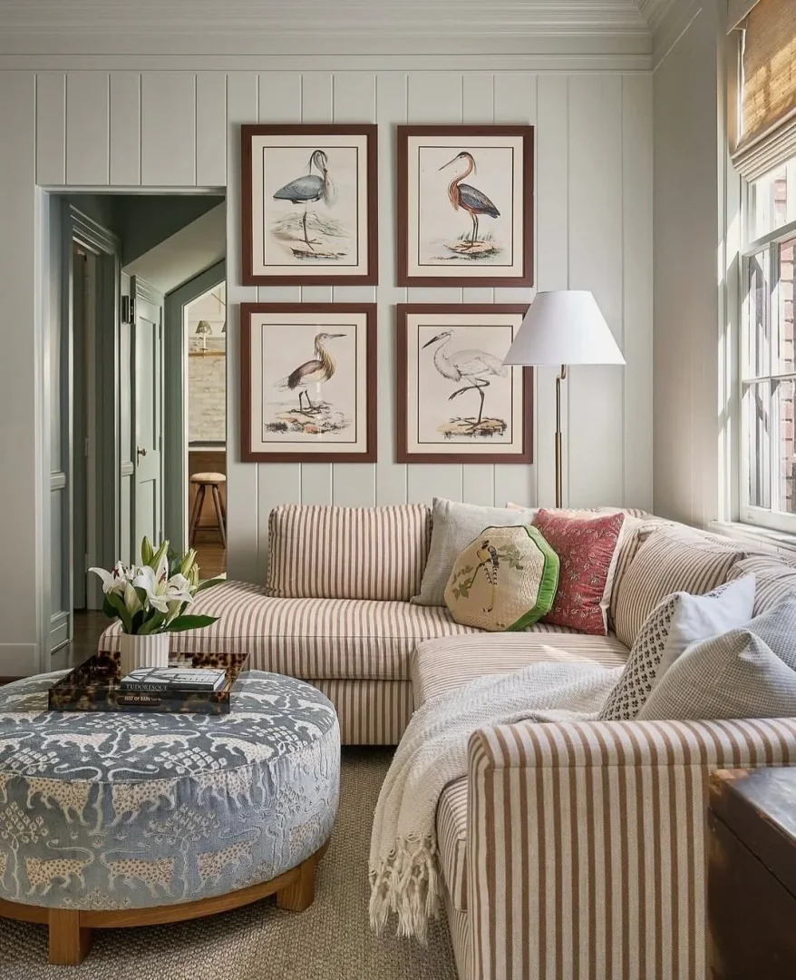 7. Pattern Play in Classic Stripes (Living Room Sofa Ideas)