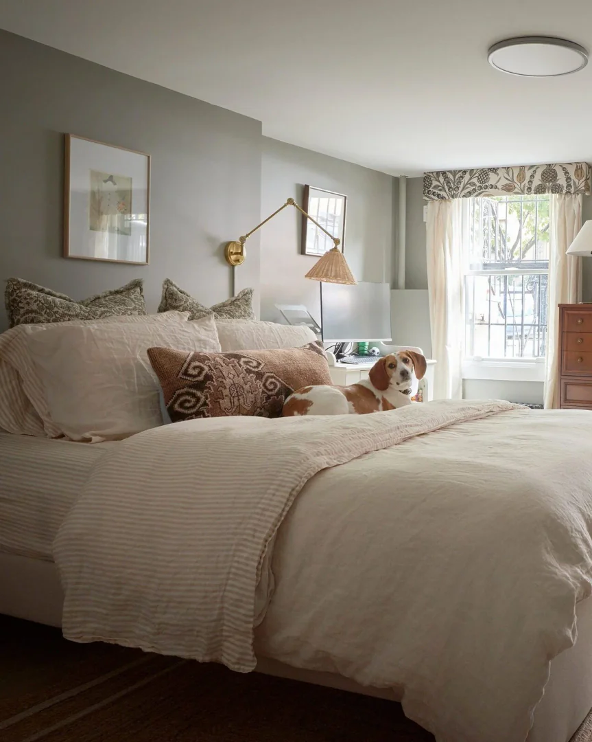7. Warm Neutrals with Soft Grey Base (Grey Wall Bedroom Ideas)