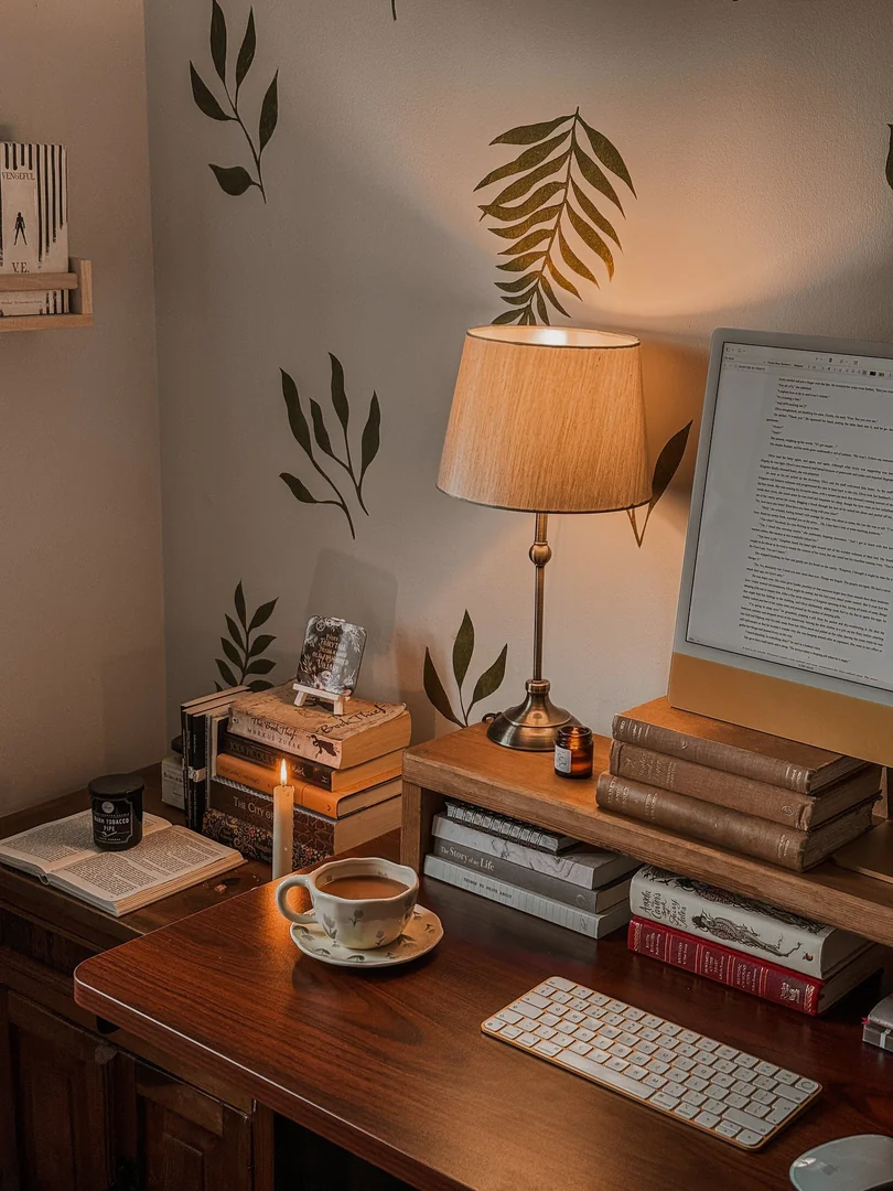 9. Cozy Literary Workstation (Home Office Ideas for Her)
